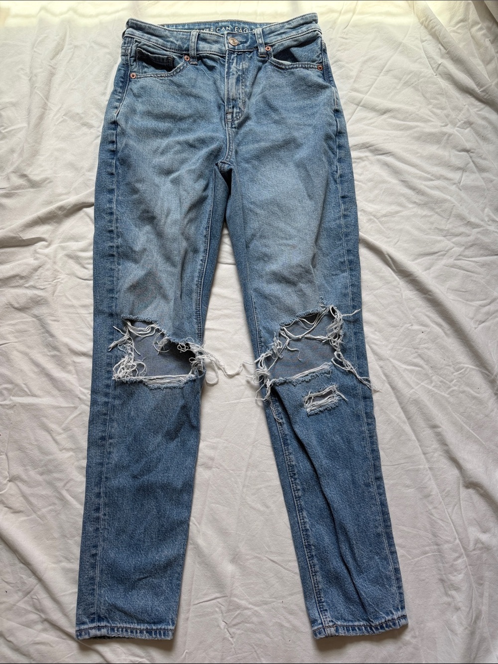 American Eagle Outfitters Light Blue High-Rise Distressed Jeans